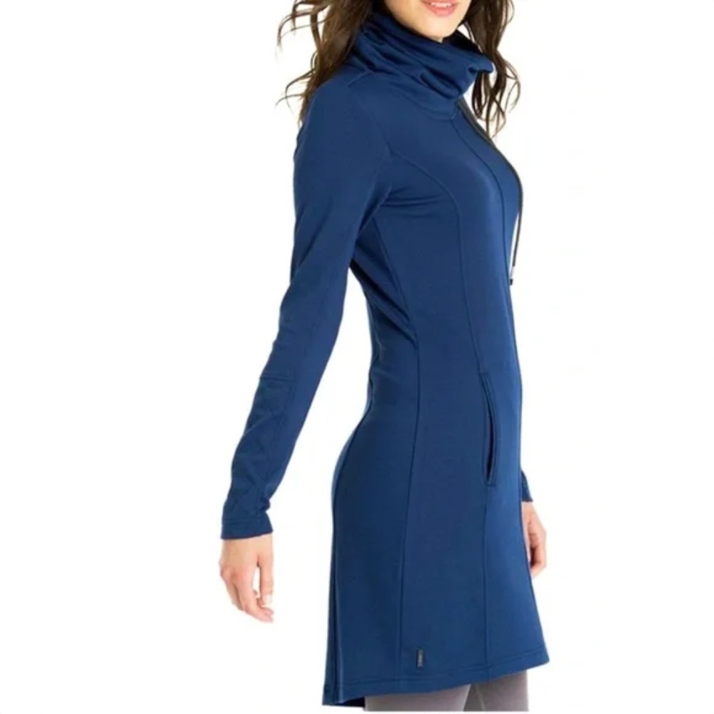 Lole Calm Me Sweatshirt Funnel Neck Tunic Dress. Royal Blue. Size XS